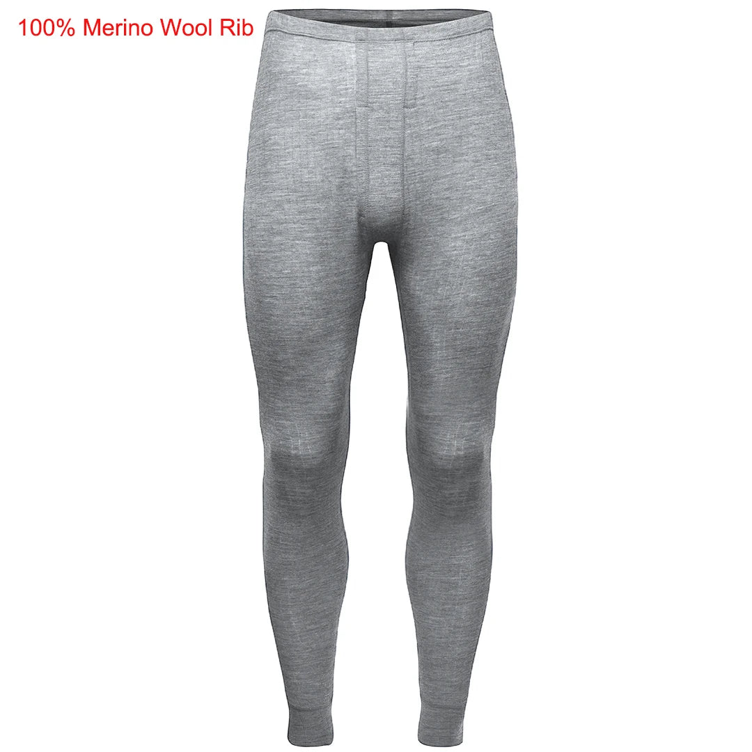 100% Merino Wool Base Layer Bottoms Pants Men Merino Wool Thermal Underwear Long Johns Merino Men Wool Warm Baselayer Bottom