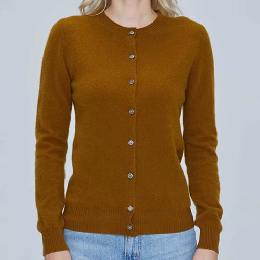 Women's 100% Merino Wool Cardigan - Warm Knitted Cashmere Blend Sweater for Autumn and Winter