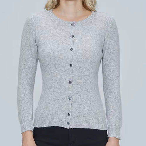 Women's 100% Merino Wool Cardigan - Warm Knitted Cashmere Blend Sweater for Autumn and Winter