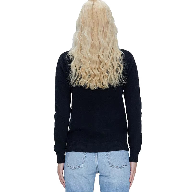 Women's 100% Merino Wool Cardigan - Warm Knitted Cashmere Blend Sweater for Autumn and Winter